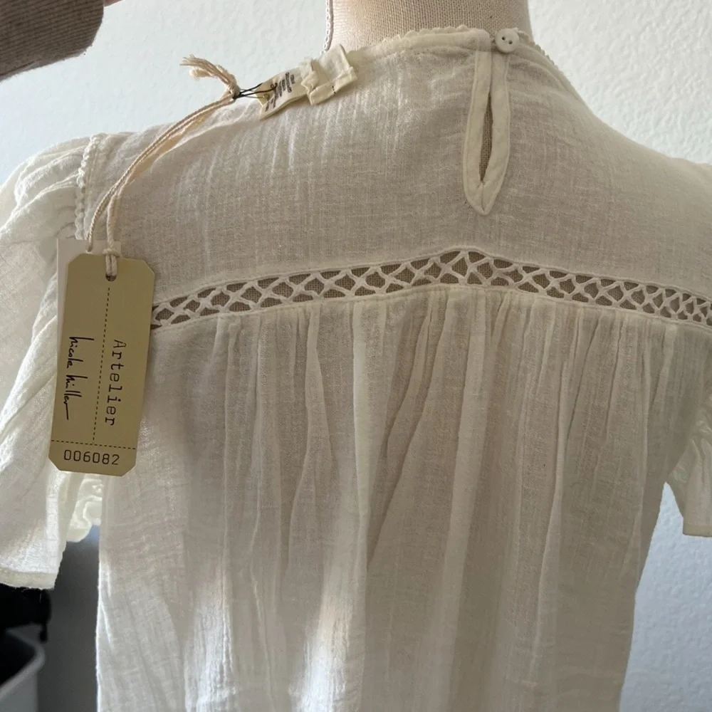 Nicole Miller Artelier cream peasant top - Picture 4 of 8